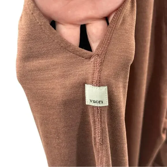 Vuori All Day Jumpsuit Short Sleeve Rolled Crop Terracotta Heather Brown Size XL - Picture 12 of 14